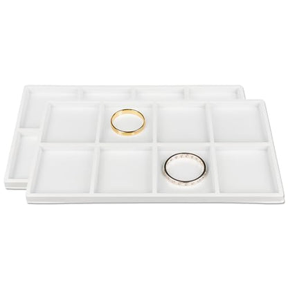 The Display Guys 2-Pack 8-Compartment Jewelry Tray Insert, White - color: White, size: Compartments - 8