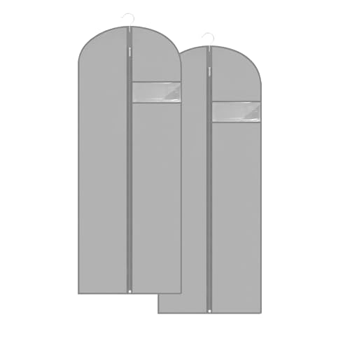 Dress Bags for Gowns Long, 60'' Garment Bags, Suit Bag for Storage and Travel, 2 Pack (Grey) - color: Grey, size: 60''- 2 Pack