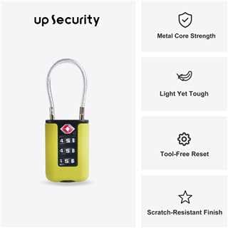 TSA Approved Luggage Locks, 3-Digit Waterproof Padlock, Combination Travel Cable Lock, Lockers, Suitcases, Toolboxes (Yellow+Yellow) - color: Yellow+Yellow