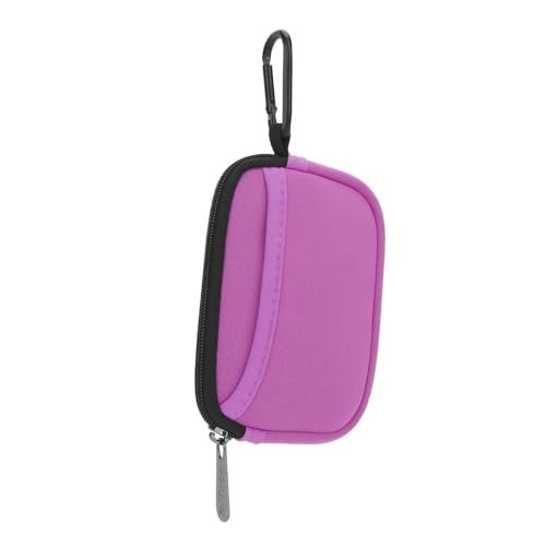 E-Tree Small Soft Neoprene Zipper Pouch with Carabiner Clip,Tech Bag Pink - color: Pink