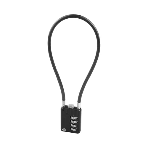 4-Digit Combination Cable Lock, Resettable 12" Flexible Steel Padlock for Luggage, Locker, Suitcase, Cabinet, Toolbox, Helmet – Black