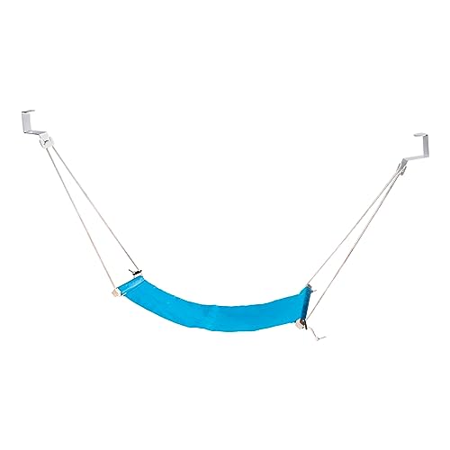 PATIKIL Foot Hammock Under Desk, Adjustable Foot Rest Sling with Hooks Portable Desk Footrest for Airplane Travel Home Office, Blue Style 1 - color: Blue