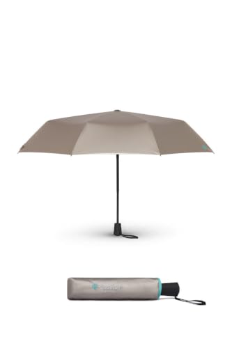 Coolibar Unisex Sanya Compact Umbrella - UPF 50+ Sun Protection - Cabana - color: Gold /Aqua Metallic