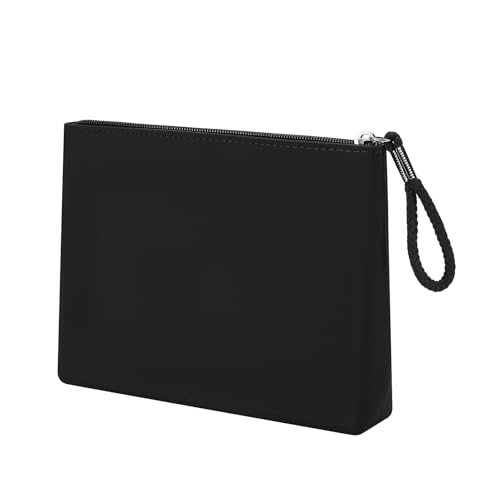 Silicone Makeup Bag for Purse Zipper Cosmetic Pouch Makeup Brush Holder Large Makeup Organizer Silicone Travel Pouch for Women (Black) - color: Black