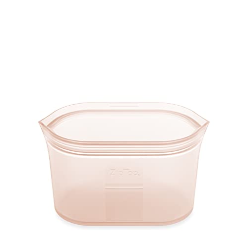Zip Top Reusable Food Storage Bags | Medium Dish [Peach] | Silicone Meal Prep Container | Microwave, Dishwasher and Freezer Safe | Made in the USA - color: Peach, size: Medium Dish