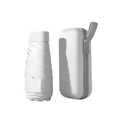 Mini Travel Sun Umbrella for Purse, UPF 50+ with Case - color: Off-White