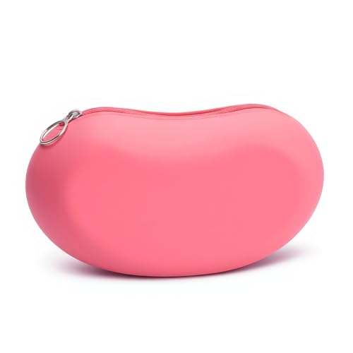 Silicone Makeup Bag for Travel, Zipper Makeup Tools Bag, Large Makeup Brush Holder, Waterpoof Toiletry Bag, Large Capacity Cosmetic Bags, Gifts for Girls Girlfriend Wife Birthday Gift (Rose pink)
