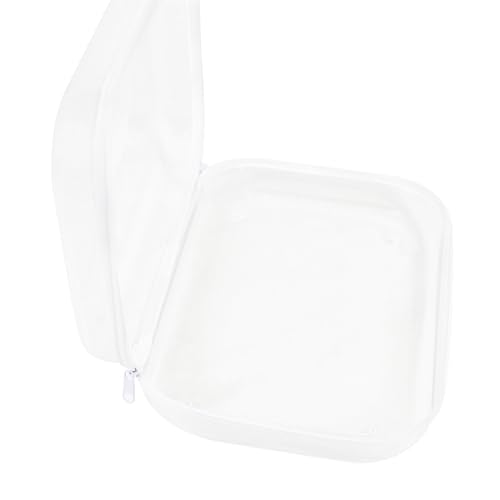 Clear Hard Shell Travel Case with Zipper, Portable Plastic Organizing Pouch, Black Trim, Transparent Storage Container (White) - color: White