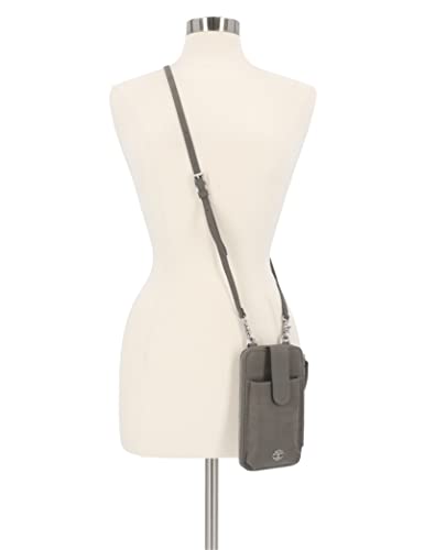 Timberland Women's RFID Leather Phone Crossbody Wallet Bag - color: Castlerock (Nubuck)