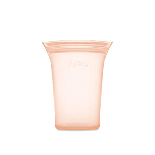 Zip Top Reusable Food Storage Bags | Medium Cup [Peach] | Silicone Meal Prep Container | Microwave, Dishwasher and Freezer Safe | Made in the USA - color: Peach, size: Medium Cup