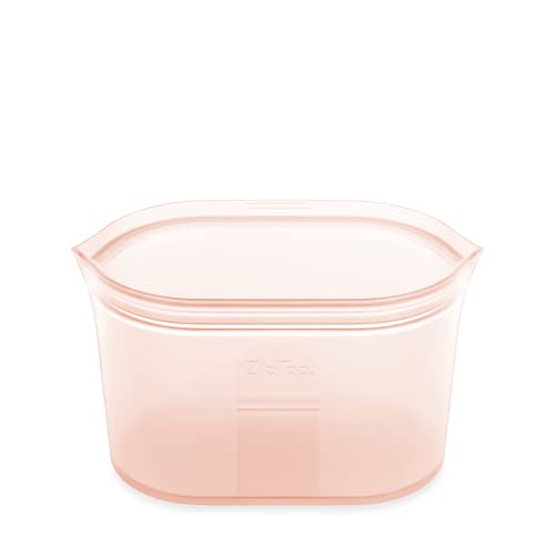 Zip Top Reusable Food Storage Bags | Large Dish [Peach] | Silicone Meal Prep Container | Microwave, Dishwasher and Freezer Safe | Made in the USA - color: Peach, size: Large Dish