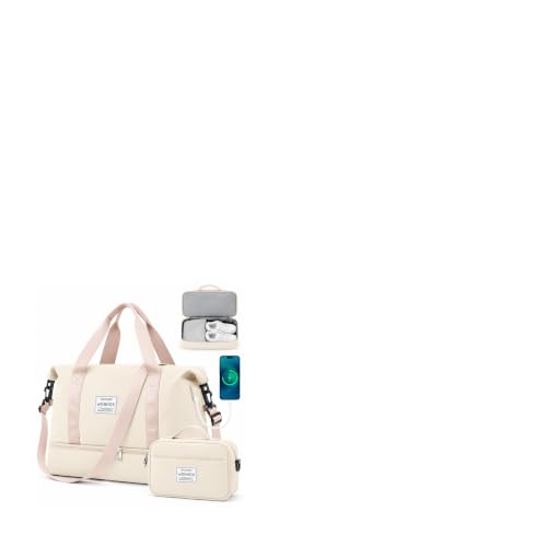 Weekender Bags for Women Travel Weekend Overnight Bag with Shoe Compartment - color: A -Beige