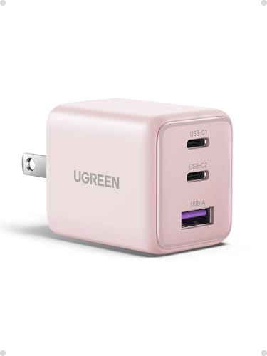 UGREEN 3포트 30W USB C 충전기 블록, GaN II 타입 C 고속 충전, 핑크 - color: 핑크