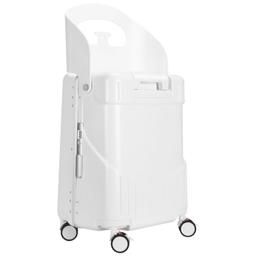 MRPLUM Ride On Luggage with Foldable Seat&Seat Belt,White - color: White