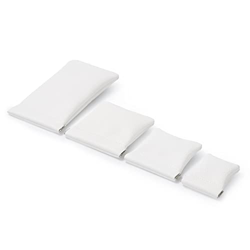 2 Pack White PU Leather Slim Ring Pouch Squeeze Jewelry Travel Bag - color: White, size: 2.99" x 2.56"