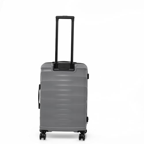DUKAP RAV 24-Inch Medium Checked Hardside Spinner Luggage Durable Zippered Silver - size: 24 Inch