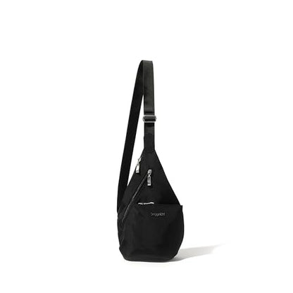 Baggallini Mini Sling - 12x7 Sling Crossbody Bag Backpack with Adjustable Shoulder Strap - color: Black/Sand