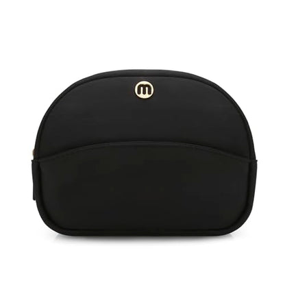 Small Travel Makeup Bag, Nylon Cosmetic Toiletry Organizer Pouch (black) - color: black