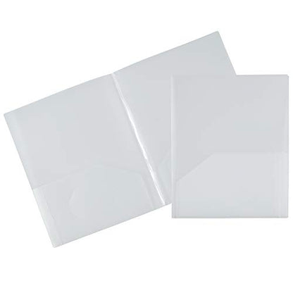 JAM PAPER Heavy Duty Plastic Multi Pocket Folders - 4 Pocket Organizer - Clear - 2/Pack - color: Clear, size: 4 Pocket (Pack of 2)