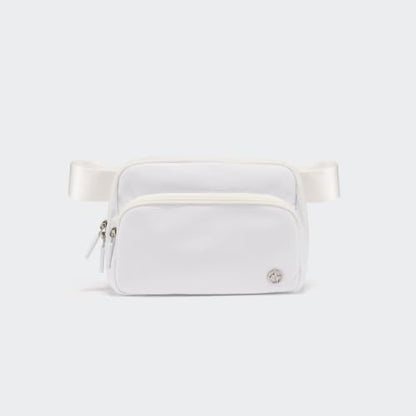 Pander Nylon Crossbody Belt Bag with Excess Strap Keepers, 6-Pocket Adjustable Sling Fanny Pack for Travel and Everyday Carry, White - color: White