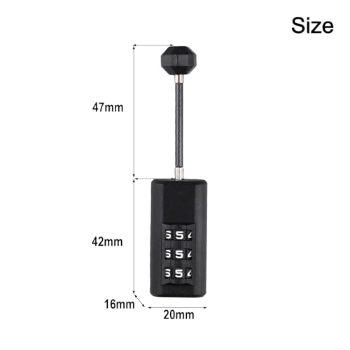 Portable 3 Digit Combination Lock Luggage Lock Backpack Cabinet Drawer, Resettable Code Padlock with for braided Steel Cable, Weather Resistant ABS