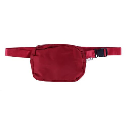 CTM Nylon Rectangle Belt Bag, Burgundy - color: Burgundy