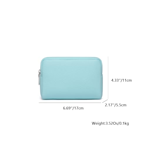 Makeup Bag for Purse Travel Cosmetic Bag (PU Clear Water Blue) - color: Clear Water Blue