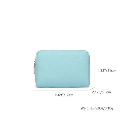 Makeup Bag for Purse Travel Cosmetic Bag (PU Clear Water Blue) - color: Clear Water Blue