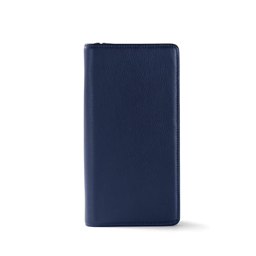 Leatherology Zippered Travel Wallet & Passport Holder - Navy Blue - color: Navy Blue