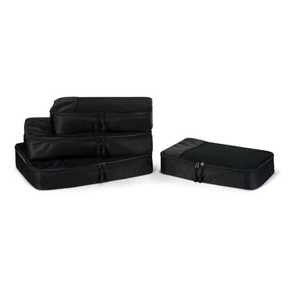Amazon Essentials 여행용 액세서리 세트 4피스 패킹 큐브, 더블 지퍼가 있는 수하물 정리함, 100% 폴리에스터, 메시 탑, 블랙., 4피스 패킹 큐브 세트 - 미디엄 2개 및 라지 2개 - color: 블랙., size: 2 Medium and 2 Large
