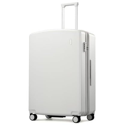 Hanke 28 Inch Expandable Large Checked Luggage, Hard Shell with Side Hook - color: Smoke White, size: 28 Inch EXT