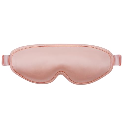 ALASKA BEAR Upgraded Silk Eye Mask with Deep Contour Molded Cups for Beauty Sleep & Lashes Extensions, Zero Pressure Sleeping Eye Cover with Silk-Cover Adjustable Strap - color: P-pink