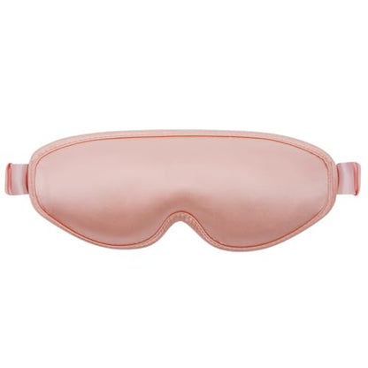 ALASKA BEAR Upgraded Silk Eye Mask with Deep Contour Molded Cups for Beauty Sleep & Lashes Extensions, Zero Pressure Sleeping Eye Cover with Silk-Cover Adjustable Strap - color: P-pink