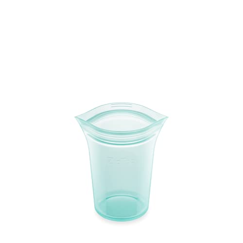 Zip Top Reusable Food Storage Bags | Small Cup [Teal] | Silicone Meal Prep Container | Microwave, Dishwasher and Freezer Safe | Made in the USA - color: Teal, size: Small Cup