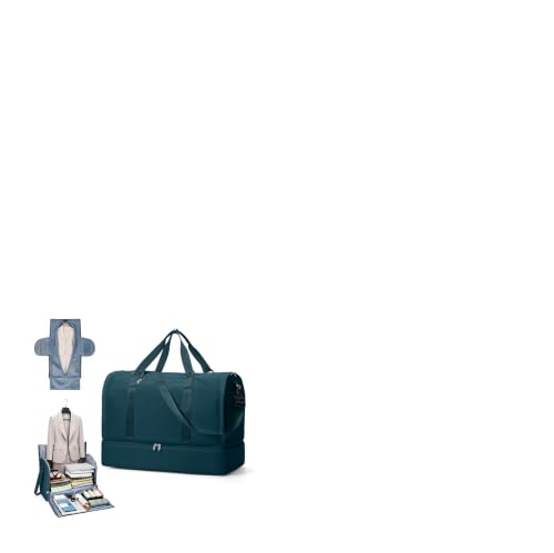Garment Duffle Bag for Travel, Convertible Duffel Bag with Shoe Compartment - color: Peacock Blue