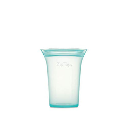 Zip Top Reusable Food Storage Bags | Small Cup [Teal] | Silicone Meal Prep Container | Microwave, Dishwasher and Freezer Safe | Made in the USA - color: Teal, size: Small Cup