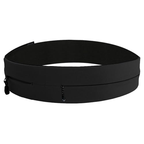 AnsrJ Adjustable Running Belt for Women & Men.Slim Thin Elastic Waistband. - color: BLack