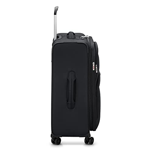 DELSEY PARIS Sky Max 2.0 Softside Expandable Luggage with Spinner Wheels, Black, Checked-Medium, 24 Inch - color: Black, size: Checked-Medium, 24 Inch