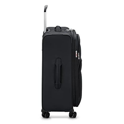 DELSEY PARIS Sky Max 2.0 Softside Expandable Luggage with Spinner Wheels, Black, Checked-Medium, 24 Inch - color: Black, size: Checked-Medium, 24 Inch