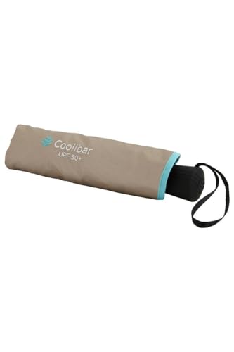Coolibar Unisex Sanya Compact Umbrella - UPF 50+ Sun Protection - Cabana - color: Gold /Aqua Metallic
