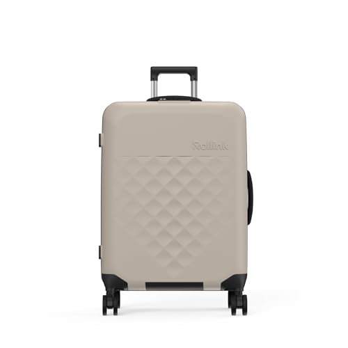 ROLLINK Foldable Flex 360 Medium Checked Suitcase 26” – Hardshell Luggage, Double Spinner Wheels, TSA Lock, Lightweight & Durable Travel Case – Scratch, Water & Impact Resistant (Warm Grey) - color: Warm Grey, size: Checked-Medium 26-Inch
