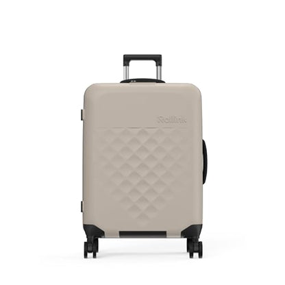ROLLINK Foldable Flex 360 Medium Checked Suitcase 26” – Hardshell Luggage, Double Spinner Wheels, TSA Lock, Lightweight & Durable Travel Case – Scratch, Water & Impact Resistant (Warm Grey) - color: Warm Grey, size: Checked-Medium 26-Inch