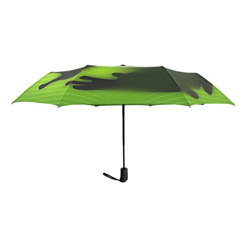 Automatic Auto Open Close Compact Printed Travel Umbrella for Rain Water-Resistant Mini Small Size Lightweight Folding Umbrella - color: Green Frog