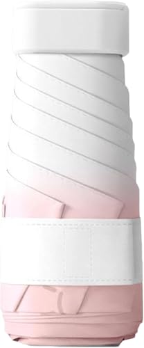 Mini Travel Sun Umbrella for Purse - Small Compact UV Protection, Lightweight Portable Parasol, Windproof for Women, Men, Kids - color: Coral Powder