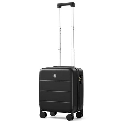 Hanke Underseat Carry On Luggage with Wheels, Hardside Small Suitcase - color: Jet Black, size: 16 Inch