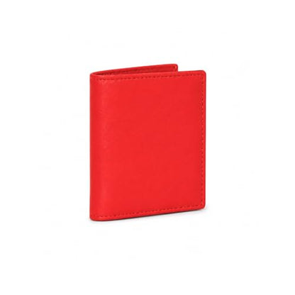 Leatherboss Slim Thin Leather Credit Card Id Mini Wallet Holder Bifold Driver's License Safe (Red) - color: Red