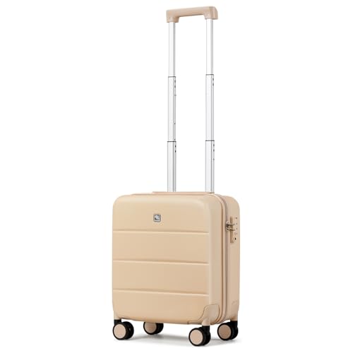 Hanke Underseat Carry On Luggage with Wheels, Hardside Small Suitcase - color: Cuba Sand, size: 16 Inch