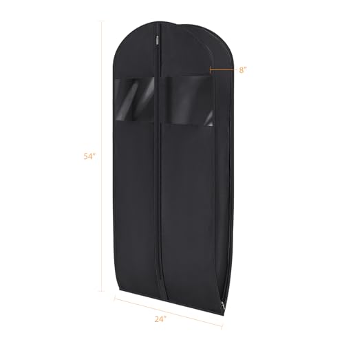 Syeeiex Compression Hanging and Space Saving Garment Bag, 54 Inch, Black - color: Black, size: 54" - 2pcs(8" Gusseted)