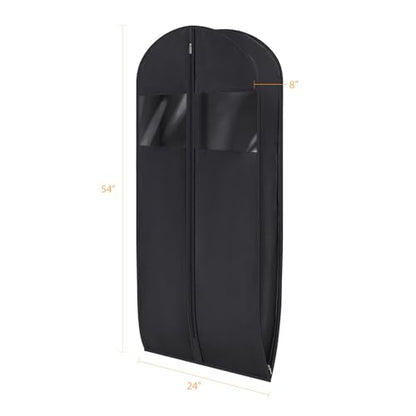 Syeeiex Compression Hanging and Space Saving Garment Bag, 54 Inch, Black - color: Black, size: 54" - 2pcs(8" Gusseted)