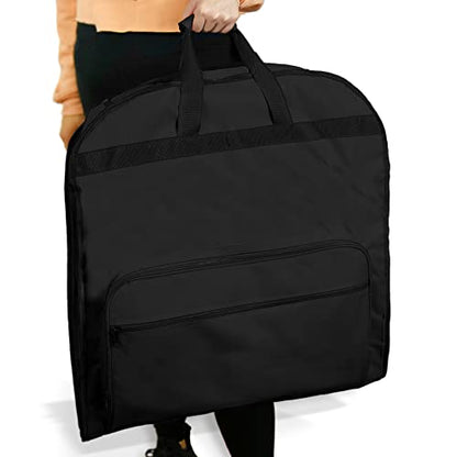 Dalix 60" Foldable Garment Bag Suits Cover Dresses w Front Pocket - color: Black